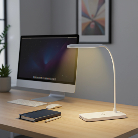 STOLNÍ LED LAMPIČKA NA STŮL ŠKOLNÍ LAMPA DOTYKOVÁ NA ČTENÍ PRÁCI NOČNÍ - BÍLÁ