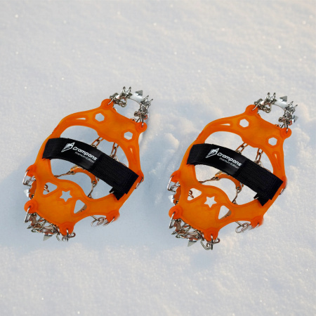 HIKING SHOE GRIPPERS ANTI-SLIP CHAINS TREKKING SPIKES WITH CASE - 41-44 CRAMPONS PREMIUM +