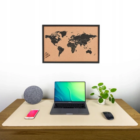 Protective desk mat for keyboard and mouse on table 60x35 cm - brown and beige