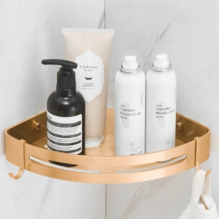 2x EVI HOME Loft corner bathroom shelf for shower - gold