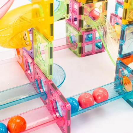 Klocki magnetyczne PANELE KONSTRUKCYJNE kolorowe ŚWIECĄCY TOR 3D zestaw x96