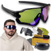 Polarised UV400 cycling sunglasses set XXL 5 lenses + case - black frame