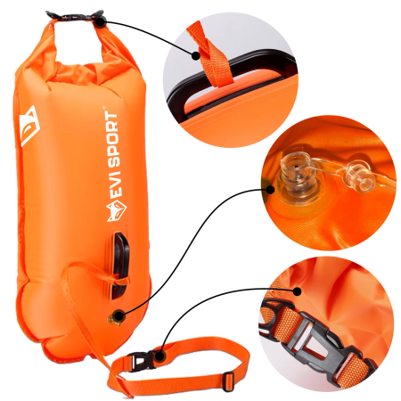 SAFETY SWIM BUOY with DRY POCKET INFLATABLE BOARD ADJUSTMENT