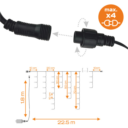 LAMPKI ZEWNĘTRZNE 500 LED SOPLE 24m GIRLANDA Świąteczna Kurtyna Świetlna zimne