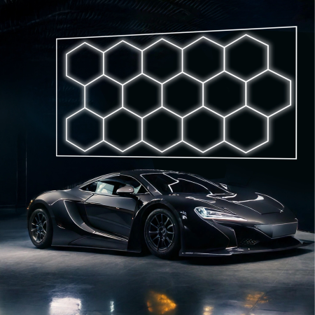 Lampa LED HEXAGON Sufitowa Panel oświetlenie Warsztat Garaż Dom 484x245 cm