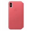 Oryginalne etui APPLE iPhone X XS Skórzane FOLIO - Różowe (Peony Pink) - MRX12FE/A
