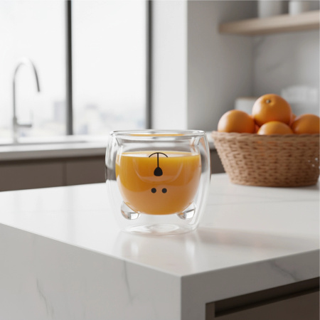 TERMOSOVÁ SKLENICE MEDVÍDEK s dvojitou stěnou HRNEK NA KÁVU ČAJ LATTE 250ML