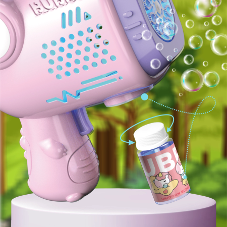 Bubble Gun, Bubble Machine Generator + Liquid Toy for Kids UNICORN | EVI