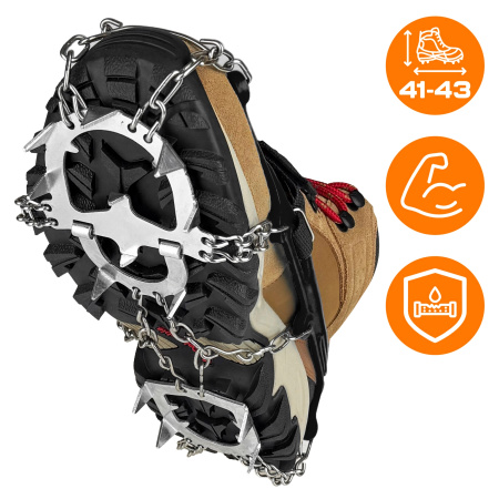 RACZKI NA BUTY Turystyczne ANTYPOŚLIZGOWE Łańcuchy KOLCE Trekkingowe ETUI - 41-43 Crampons Pro+