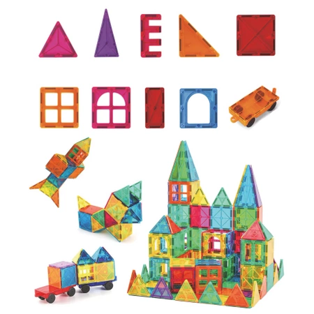 Klocki magnetyczne PANELE KONSTRUKCYJNE edukacyjne kolorowe 3D zestaw 45szt