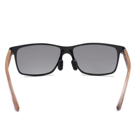 Polarised sunglasses NERDY wood UV400 set XXL with case - black lenses