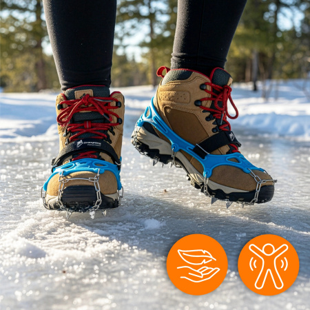 RACZKI NA BUTY Turystyczne ANTYPOŚLIZGOWE Łańcuchy KOLCE Trekkingowe ETUI - 37-40 Crampons Premium