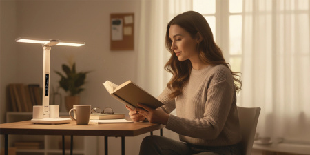 STOLNÍ LAMPA LED DVOJITÁ STOLNÍ SVÍTIDLO HODINY ORGANIZÉR TEPLOTA DATUM 6V1