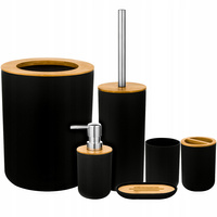 Accessory set 6 pieces for bathroom WC set with bamboo - black