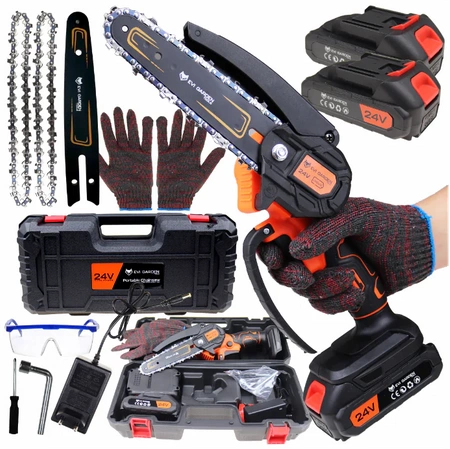 Cordless Chainsaw Saw 6" 2x Battery 24V 2x Chain 6"