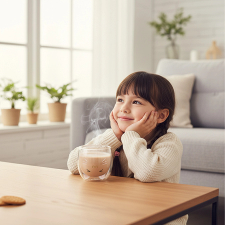 SZKLANKA TERMICZNA KOT z podwójną ścianką KUBEK DO KAWY HERBATY LATTE 250ML