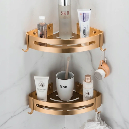2x EVI HOME Loft corner bathroom shelf for shower - gold
