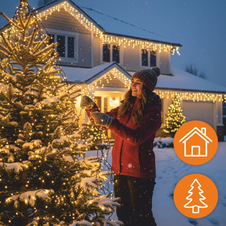 OUTDOOR LIGHTS 500 LED ICICLES 24M CHRISTMAS GARLAND LIGHT CURTAIN WARM