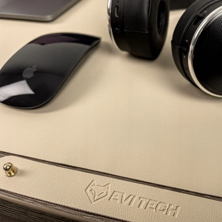 Protective desk mat for keyboard and mouse on table 60x35 cm - brown and beige