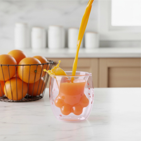 SZKLANKA TERMICZNA KOCIA ŁAPKA podwójna ścianka KUBEK DO KAWY HERBATY 250ML