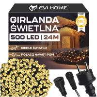 VENKOVNÍ SVĚTLA 500 LED rampouchy 24M VÁNOČNÍ GIRLANDA SVĚTELNÁ ZÁCLONA TEPLE