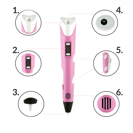 3D PEN magic printer pen for kids + 100m CARTRIDGE + TABLET FREE - pink