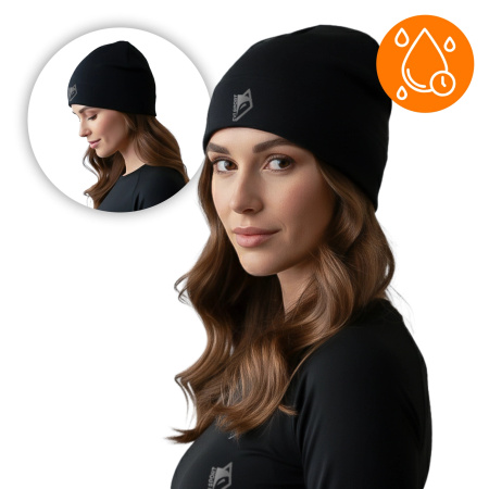 THERMOACTIVE WINTER HAT REFLECTIVE FOR RUNNING MENS WOMENS BLACK L/XL