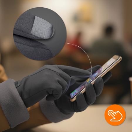 DÁMSKÉ ZIMNÍ DOTYKOVÉ RUKAVICE TEPLÉ ZATEPLENÉ NA TELEFON ŠEDÉ ELEGANTNÍ
