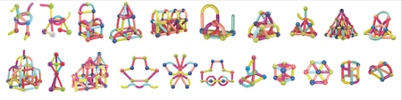 KLOCKI MAGNETYCZNE Konstrukcyjne STICKS PATYCZKI EDUKACYJNE 3D Zestaw 120el