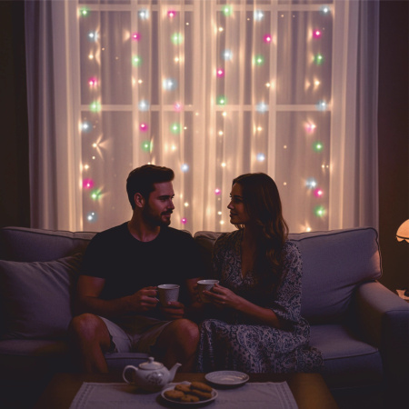 KURTYNA ŚWIETLNA LED 3x3 LAMPKI 300 Świąteczne Choinkowe GIRLANDA MULTI XXL