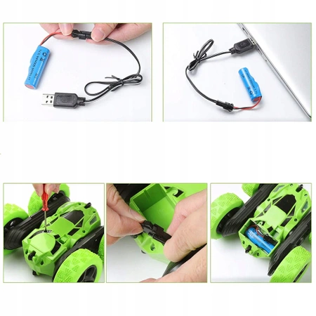 Remote controlled EVI STUNT RC car, acrobat car - green