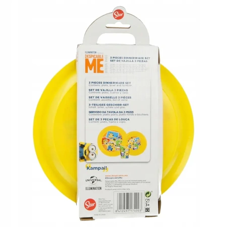 MINIONKI microwaveable breakfast set - plate, bowl, cup