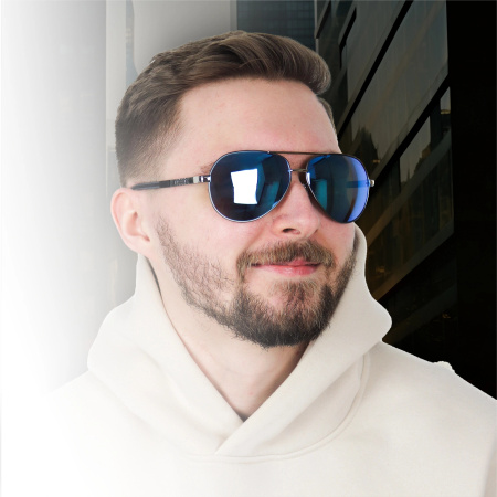 Polarised sunglasses AVIATOR Pilots UV400 set XXL with case - mirror blue