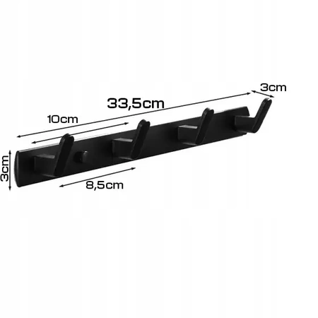 EVI HOME bathroom hanger with handles, towel hooks - black