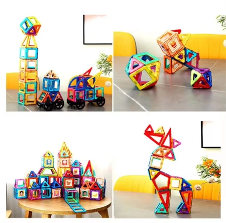 Magnetic blocks CONSTRUCTION PANELS educational colorful 3D set 128pcs