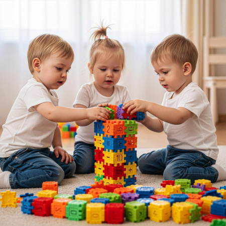 KLOCKI KONSTRUKCYJNE WAFLE EDUKACYJNE BUDOWLANE PUZZLE DLA DZIECI - 500 SZT