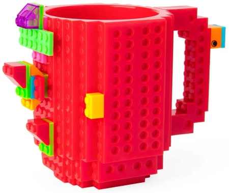 Kreativní hrnek s LEGO cihlami a startovacím sady - Červená