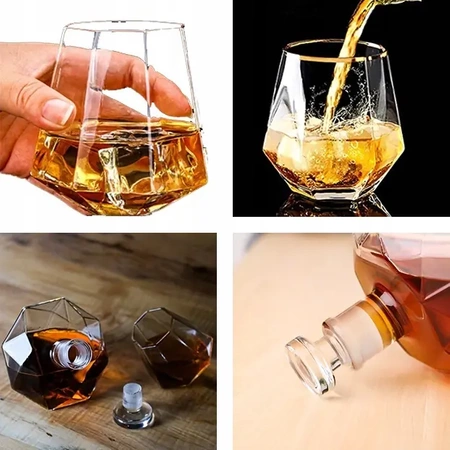 Karafka do Whisky ze szklankami EVI PREMIUM Diament - zestaw prezentowy