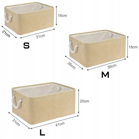 Sada 3x organizérů (S, M, L), úložných košů, organizérů - béžová barva
