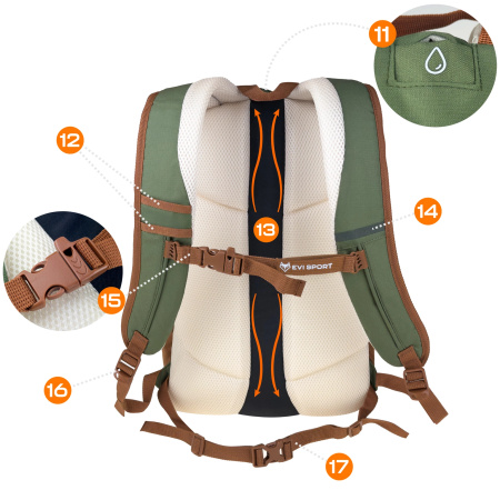 TOURIST TREKKING MOUNTAIN BACKPACK 25L MEN'S WOMEN'S STRONG FOR MOUNTAINS GREEN