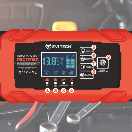 Automatický nabíječ autobaterií 12V 24V s funkcí OPRAVY