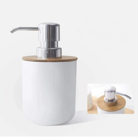 Zestaw akcesoriów 6 elementów do łazienki WC komplet z bambusem - biały