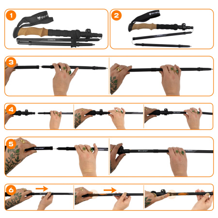 KIJE TREKKINGOWE Składane Regulowane Kijki do Chodzenia NORDIC WALKING Góry | ALUMINIOWE