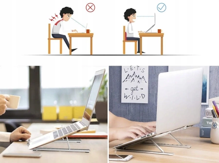 Metal folding laptop table, tablet stand with cover - black