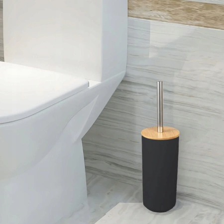 Accessory set 6 pieces for bathroom WC set with bamboo - black