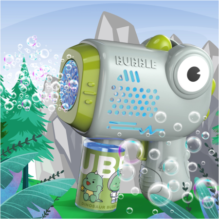 Bubble Gun, Bubble Machine Generator + Liquid Toy for Kids DINOSAUR | EVI