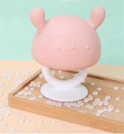 Speech therapy teether mushroom sensory toy pink