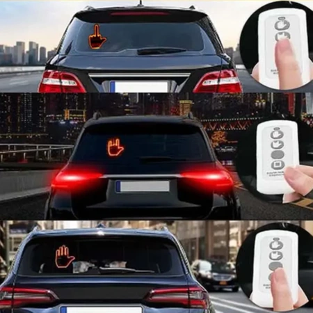 LED lampa do auta, gesta rukou, znak prostředníčku, s dálkovým ovládáním