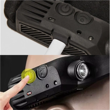 LATARKA CZOŁOWA LED Akumulator CZOŁÓWKA Mocna Wodoodporna Lampa GESTY USB-C