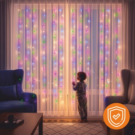 LED LIGHT CURTAIN 3x3 300 CHRISTMAS TREE LIGHTS GARLAND MULTICOLOR XXL